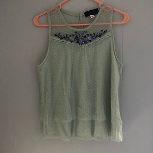 🌺 Swiss dot tank with floral embroidery